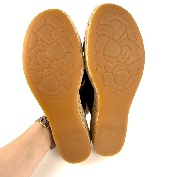 Kork-Ease Menzie Banded Wedge Cork Slide Sandals Black Leather NWOB Size 10M - Picture 8 of 12